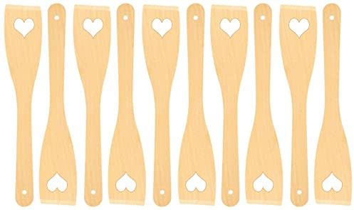 teemando® 10 X Pfannenwender mit Herz, 30 cm, Naturprodukt aus Buchenholz