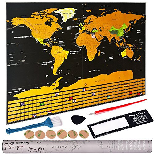 BSTMOME Scratch Off Map with Flags, Scratch Art of The World, Travel Gifts, World Atlas Wall Decor - 82.5X59.5CM