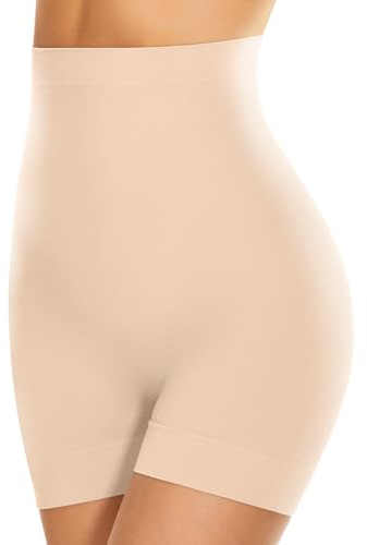 SIMIYA Bauchweg Unterhose Damen Hohe Taille Shapewear Figurformende Nahtlose Miederhose Leggings Kurze Bauchstraffung Miederpants Body Shaper Bauchkontrolle Unterwäsche(Beige, M)