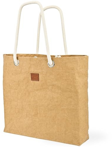 Out of the Woods Pure Cord Shopper, Reusable and Eco-Friendly, Nautical Rope Handles, Spacious Shopping Bag, Water Resistant, Washable Paper, Updated Model