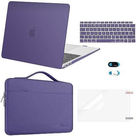 MOSISO Kompatibel mit MacBook Air 13 Zoll Hülle 2021 2020 2019 2018 M1 A2337 A2179 A1932, Hülle für MacBook Air M1 13,3 Zoll&Tasche&Tastaturschutz&Webcam Abdeckung&Displayschutzfolie, Imperial Lila