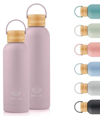 beloove® Trinkflasche Edelstahl 500ml – Für Kohlensäure geeignet, 100 % auslaufsicher, spülmaschinenfest, BPA-frei, Thermoflasche doppelwandig – hält 12h heiß & 24h kalt