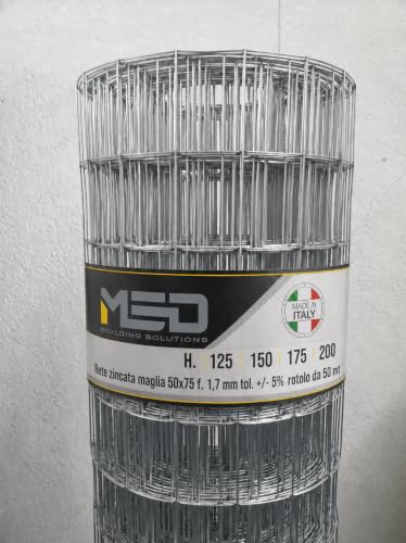MED | Rete Elettrosaldata Zincata 50X75 mm in Rotolo da 25 mt H 100 cm per Recinzioni Metalliche da Giardino, Pollaio, Vigneto, Recinzione Rigida Resistente