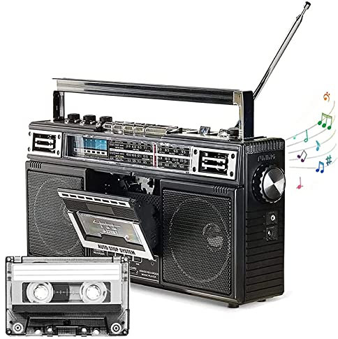 NVYAZJ Cassette Tape Recorder, Retro Bluetooth Boombox Cassette Player with Built-In Speaker&Support SD/USB Input Classic 80s Style Modern Technology 3 Bands AM/FM/SW1-2