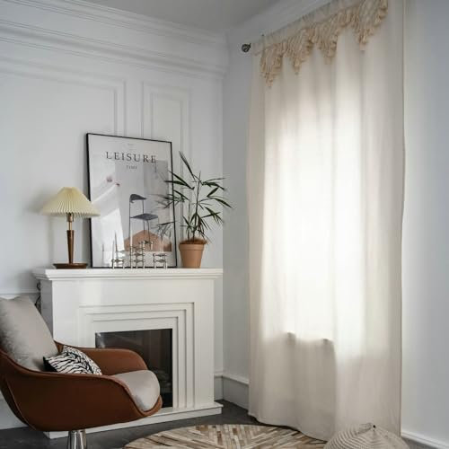 Whoiy Vorhang Beige 180 cm Höhe, Leinen Baumwolle Verdunklungsvorhang 2 Stück Einfarbig Blickdichte Gardinen für Schlafzimmer, H180 x B150 cm