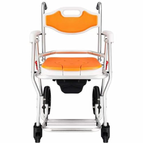 Dusch Toilettenstuhl Fahrbar Nachtstuhl,Commode Toilet Chair for Bedroom,Toilettenstuhl Faltbar für Senioren,Pflege Toilettenrollstuhl,Duschstuhl mit Rollen A