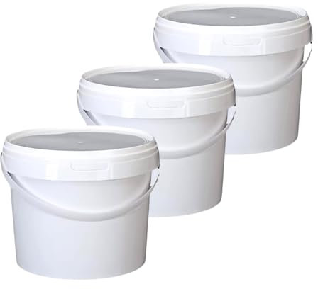 Smart Pack ® Secchio con coperchio 3L | secchio in plastica | Secchio di vernice vuoto | Ermetico | Secchio per alimenti | secchiello per gelato | raccolta dell'uva (3x3.7LT)