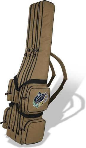normani Rutentasche Angelrutentasche Rutenfutteral Aufbewahrungstasche 125 cm / 150 cm / 160 cm / 170 cm / 190 cm - Wasserabweisende Angeltasche Angelrucksack Coyote 3 Innenfächer 170 cm