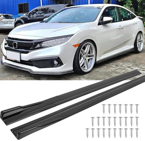 DREAMOTOR 2PCS Universal Car Side Skirts, 86.6 Side Skirts Extension Splitter Lip, Car Rocker Panels Side Skirt Body Kit, Compatible with Honda Civic Toyota Corolla Nissan Altima VW Chevrolet Camaro