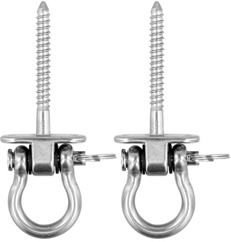 Gancho Hamaca Perchas de Columpio con Rodamientos, 2 Ganchos de Techo, Acero Inoxidable Anclaje para Pared Tornillos Soporte Columpio para Vigas de Madera y Metal, Colgar Hamacas, Yoga, Saco de Boxeo
