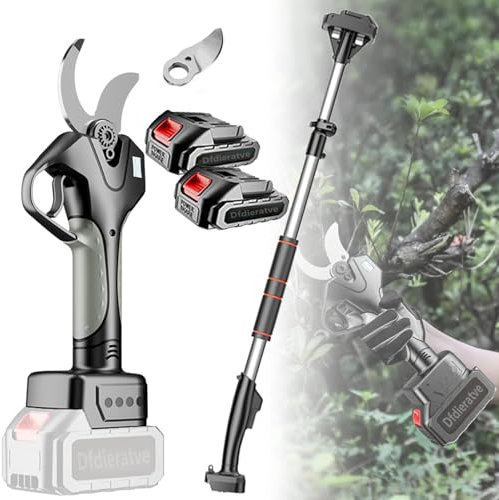 FANYING Tijeras de podar eléctricas portátiles de Mano, con 2 baterías, podadoras inalámbricas Profesionales, diámetro de Corte máximo de 45 mm, Pantalla LCD