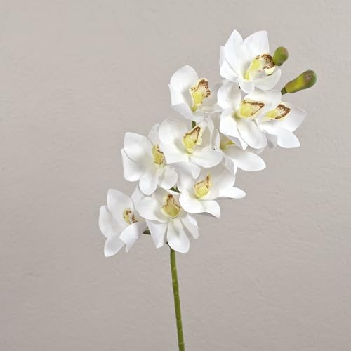 artplants.de Deko Zweig Cymbidium Orchidee LANAKILA, weiß, 75cm | Kunstblumen Orchideenzweig