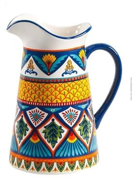 Serviergeschirr für Getränke 2000ml Kaltwasserkrug mit Griff Keramik-Wasserkanne for Kaffee, Saft und hausgemachten Getränkekessel Wasserkaraffe(Red)
