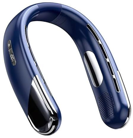 WwuHua Tragbarer Hals Ventilator, 2400 mAh LED-Wiederaufladbarer Nackenventilator, Nackenventilator mit 360 ° Luftstrom, USB Persönlicher Ventilatoren für Wandern, Outdoor-Sport, Reisen, Zuhause, Büro