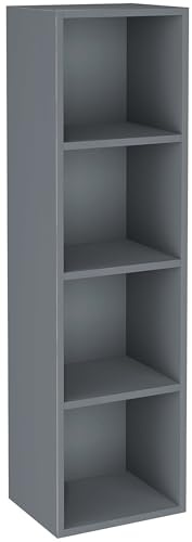 Blisswood Wooden Bookcase, 4 tier Bookshelf Storage Shelves, Cube Storage unit, Narrow shelving unit for Home, living room display shelves, bedroom and office furniture (Grey)