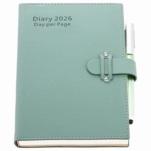 Mljtoyo Diary 2026 Day per Page A5,Jan 2026 to dec 2026,A Page a Day Hardcover Organsier with Pen,Stickers, (Cyan, A5)