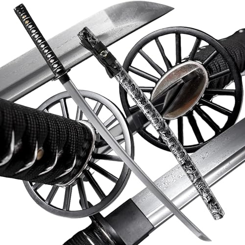 Katana Sword, Damascus Steel Katana, Full Tang Sharpened Blade, Hand-Forged, Japanese Samurai Sword, First Choice for Martial Artists & Collectors, Kendo Practice, Home Decor Display