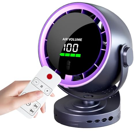 Genérico Pequeño Ventilador Con Mando A Distancia, Ventilador De Mesa Inalámbrico Con Pantalla Digital Y Mando, Práctico Silencioso Refrescante Con Flujo De Aire Potente Para Oficina Camping