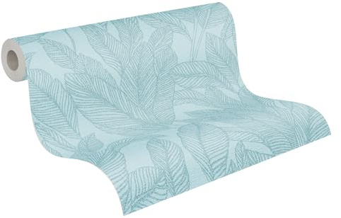 A.S. Création Blätter-Tapete by COSMOPOLITAN – Blau, Gold – 10,05 x 0,53 m | Einfarbig & vielseitig kombinierbar – matte Wandtapete, ansatzfrei & spurlos abziehbar – für Wohn-, Schlaf- & Arbeitszimmer