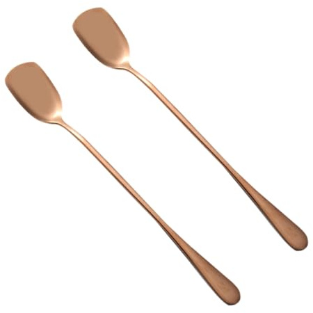 ROMISBABA 6 pezzi Cucchiai Acciaio per Gelato e Cocktail con Lungo Resistenti Corrosione e Riutilizzabili per Bar Cucina e Ristoranti