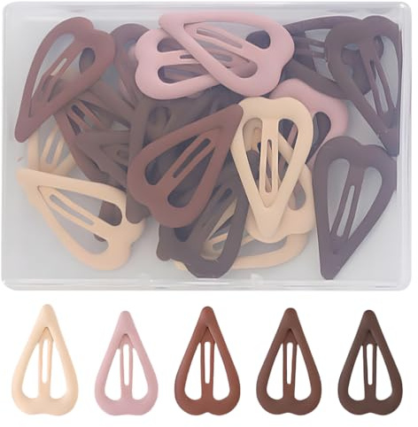 30 Stück Herz Haarspangen Mädchen, 3.5 cm Metall Haarspangen mit Aufbewahrungskiste, Flache Druckknopf Haarschmuck für Mädchen, Damen und Kinder, Einfarbig