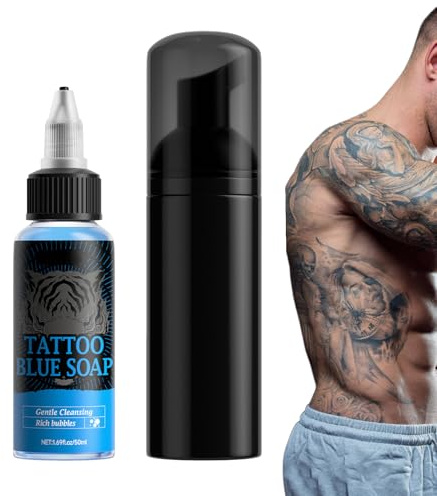 Piercing Cleaning Soap | 50ml Blue Non-Irritating Cleaner - Piercing Aftercare Cleaner with Foaming Bottle - for Men Personal Hygiene Daily Home Washing