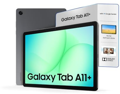 Samsung Galaxy Tab A11+, 27.82 cm (11 inch) Display, 8 GB RAM, 256 GB Storage, 90Hz Refresh Rate, AI with Google Gemini, Dolby Atmos, Quad Speakers, Wi-Fi + 5G Tablet | International Version (Gray)