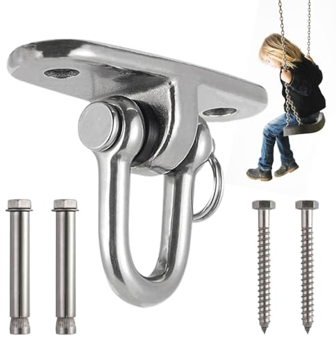 Soporte para columpios, acero inoxidable, 12,3 x 9,5 cm, colgador de columpios, kit para colgar columpios de porche, instalación de techo, columpios interiores y exteriores y uso seguro para colgar