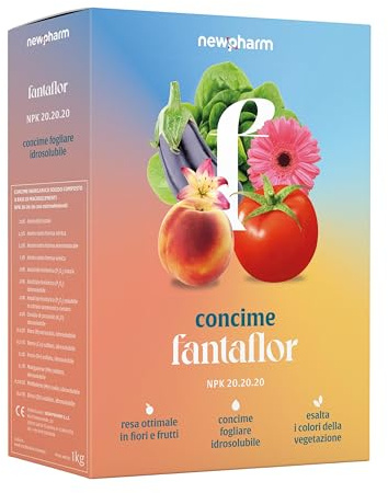 Newpharm® Fantaflor - Concime Idrosolubile Universale 20-20-20, Scatola 1 kg in Cristalli Idrosolubili | Nutrizione