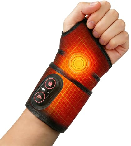 hommova Cordless Heated Wrist Support, Vibration Massage & Red Light Heating Pad for Wrist Elbow Knee Ankle Hand Arthritis Relief