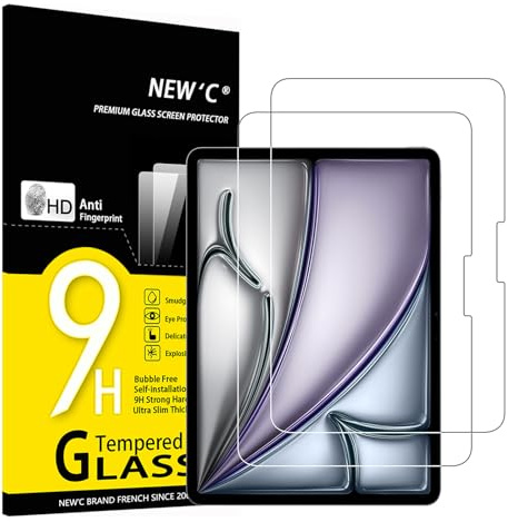 NEW'C 2 Piezas, Protector Pantalla para iPad Air M4 11 pulgadas, Antiarañazos, Cristal Templado Ultra Resistente