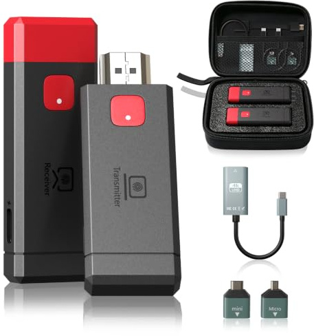 HDMI sans Fil 80M,1080P@60hz Transmetteur Hdmi sans Fil,Plug & Play | Sac de Rangement Portable,Double Bande 2.4G/5G,pour PC, Caméra, TV Box, Projecteur, Moniteur