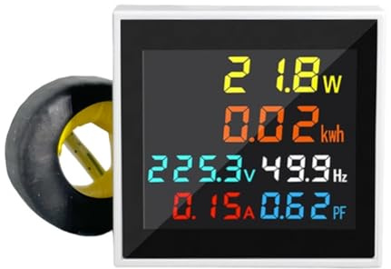 Htuteyy Voltímetro Digital CA 50-300 V, Amperímetro, Vatímetro de 100 A, Frecuencímetro, Monitor de Voltaje, Factor de Corriente, Voltios, Amperios, Hercios y KWh.