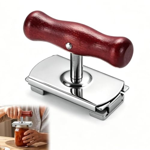 Abrelatas Manual, abrebotellas de artritis, mango de madera de acero inoxidable, abridor de tapas para tarros de rosca, adecuado para uso doméstico, picnic