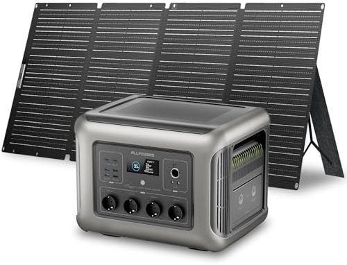 ALLPOWERS R2500 V2 Estación de Energía Portátil 2500W 1920Wh y panel solar SE200 de 200W Batería LFP Carga 0-100% en 1H, Generador Solar Para Camping Hogar Emergencias y Autocaravanas