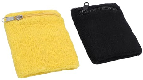 BSTiltion sport svettband handledsväska 2-pack andningsbar dragkedja plånbok för löpning cykling, kvalitet bomullsmaterial set för gym och utomhusaktiviteter