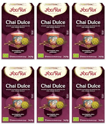 Yogi Tea Chai Dulce Bio - Infuso Ayurvedico - Miscela di Anice, Finocchio e Liquirizia, Senza Caffeina - Confezione da 6x17 bustine (102 bustine in totale)