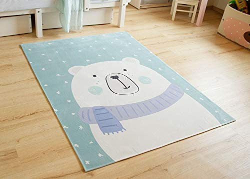Steffensmeier Kinderteppich Tiere für Mädchen und Jungen Sweet Dreams Collection Eisbär in Mint, Größe: 80x150 cm