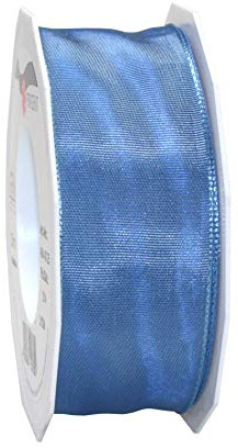 Präsent Lyon Band mit Drahtkante himmelblau, 25 m Dekoband zum Verzieren & Basteln, 40 mm Breite, leicht biegsames Schleifenband, für Festliche Dekos zu besonderen Anlässen