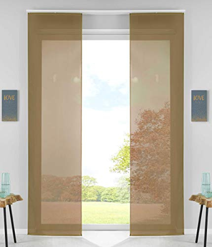 85589N2 - Confezione da 2 tende a pannello, scorrevoli, con binario di scorrimento, asta di contrappeso, nocciola, 245 x 60 cm