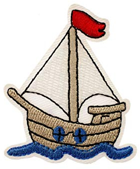 Miniblings Barca a Vela Hotfix Patch Maritim Barca a Vela 55x46mm cerotto Toppe termoadesive I Bambini ASSE Patch per la Stiratura