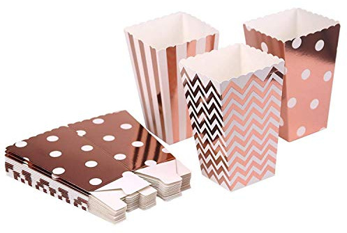 Czemo Scatole di Popcorn 36pcs Pop Corn Box Contenitori di Popcorn Contenitori di Caramelle per Spuntini del Partito (Oro rosa)