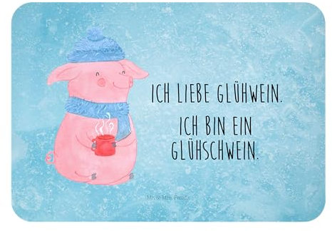 Mr. & Mrs. Panda Kühlschrankmagnet Schwein Glühwein - Geschenk, haftmagnet, Magnet, Weihnachtsmarkt, Glühschwein, whiteboardmagnet, Weihnachten, Notizhalter, Punsch, zettelhalter