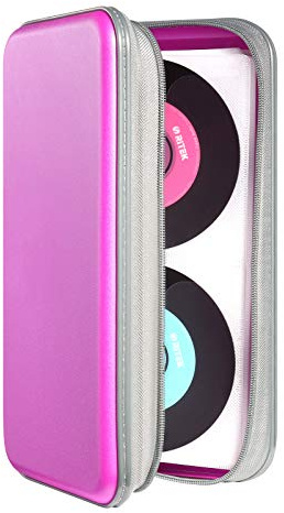 DVSICK CD Holder,96 Capacity CD/DVD Case Hard Plastic Case Holder CD Organizer Wallet Protective DVD Storage for Car (Purple)