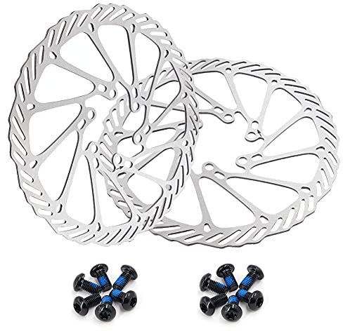 GoHZQ Bike Disc Brake Rotor 160/180/203mm 2 Packs Stainless Steel Bicycle Rotors with 12 pcs Screws for Most Bicycle Road Bike Mountain Bike BMX MTB (160mm)