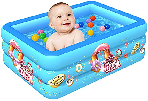 TONGQU Inflatable Swimming Pool, Full-Sized Rectangular Paddling Pools for Adult and Kids, Family Pool for Outdoor Garden Backyard, Summer Water Party,1.3m