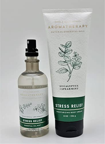 Bath & Body Works - Aromatherapie – Eukalyptus Spearmint – Stressabbau – 2-teiliges Bündel – ätherisches Öl – 157 ml – & Körpercreme – 227 ml