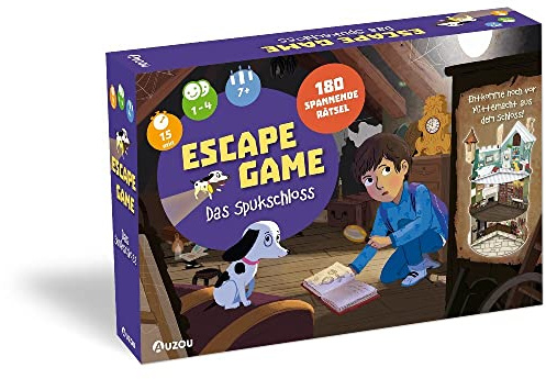 AUZOU, Escape Game - Das Spukschloss, Rätselspiel Kinder, Spannendes Geister-Abenteuer, Kinderspiele ab 7, Kooperatives Spiel, Für 1–4 Spieler ab 7 Jahren
