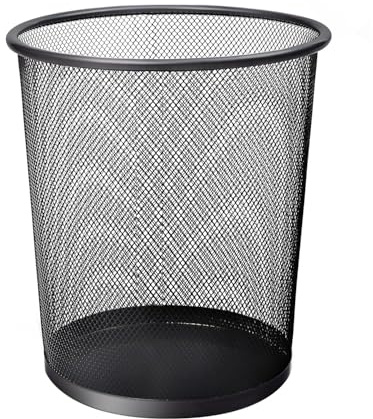 Best House Round Metal Mesh Bin, Metal Trash Bin, Wastebasket Bin, Waste Paper Bin Lightweight and Sturdy Rubbish Bin Ideal for Kitchen Home Office Living Room Desk Bedroom (Gray, 1PC)