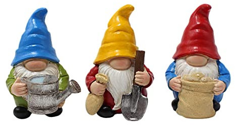Leling 2 nains jardin - 3 mini nains jardin - Statue nain pour jardin féerique/pot fleurs/décoration la maison